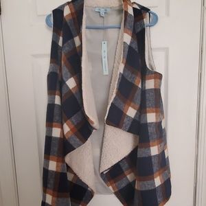 Plaid fall fur lined vest